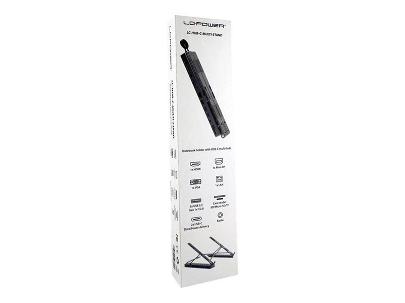 LC Power - docking station + notebook stand - USB-C - VGA HDMI Mini DP - GigE