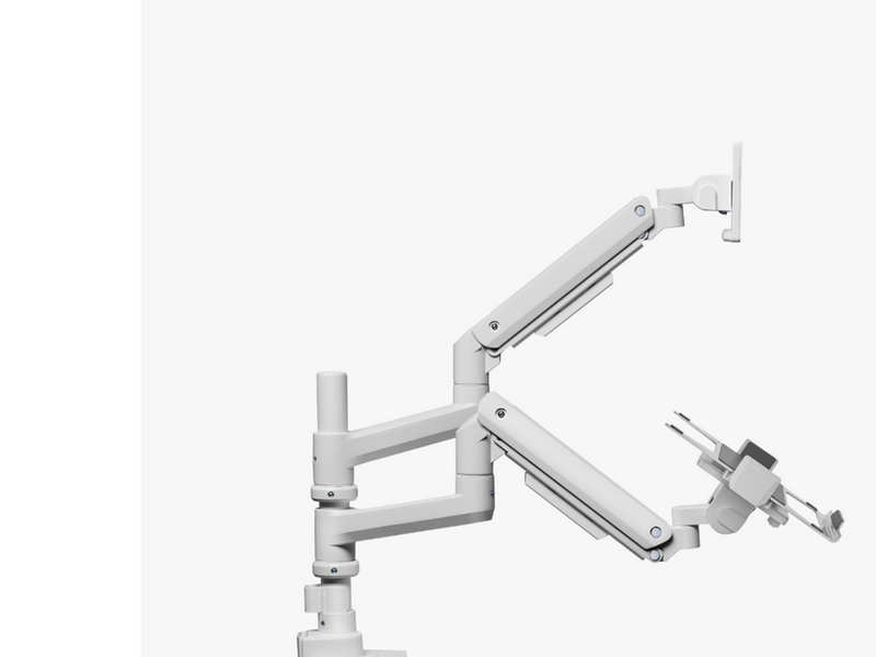 Alterzone Arm Luxe Schwere Einzel-Monitorarm mit Laptop-Ablage, Weiß