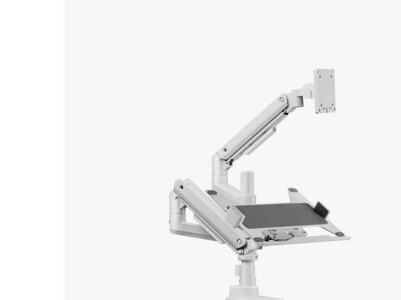 Alterzone Arm Luxe Schwere Einzel-Monitorarm mit Laptop-Ablage, Weiß