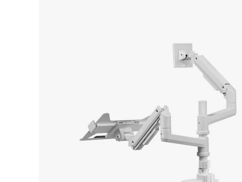 Alterzone Arm Luxe Schwere Einzel-Monitorarm mit Laptop-Ablage, Weiß