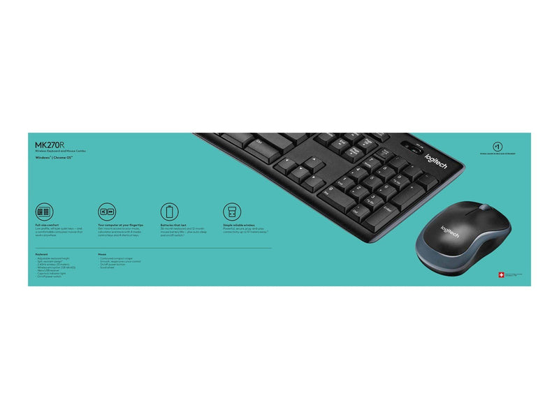 Logitech MK270 Wireless Combo - keyboard and mouse set - QWERTZ - Slovenian/Croatian - black - Tastatur & Maus Set - Slowenisch/