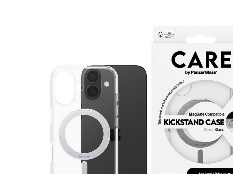 CARE by PanzerGlass Case Feature Silver Kickstand & MagSafe iPhone 16