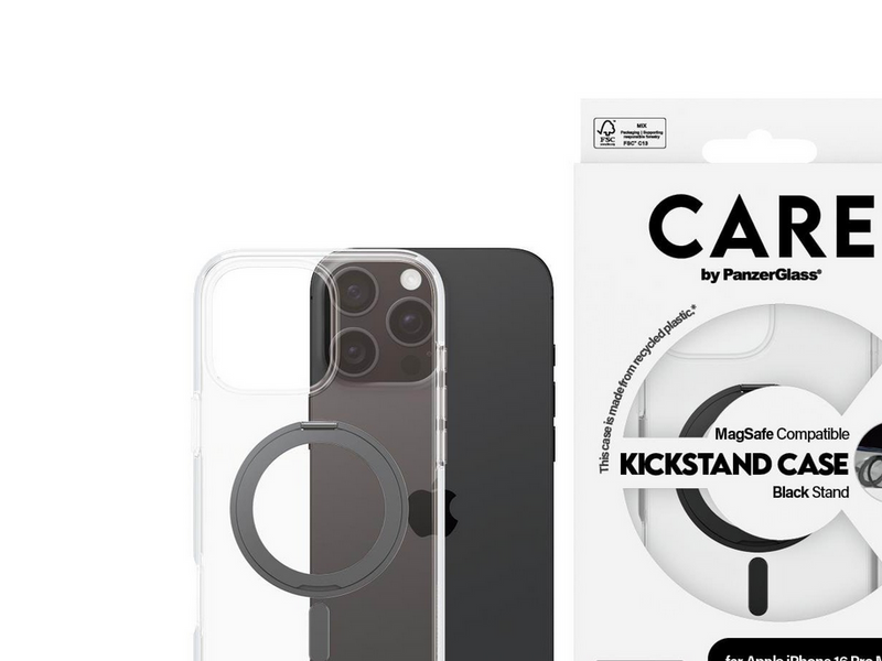 CARE by PanzerGlass Case Feature Black Kickstand & MagSafe iPhone 16 Pro Max