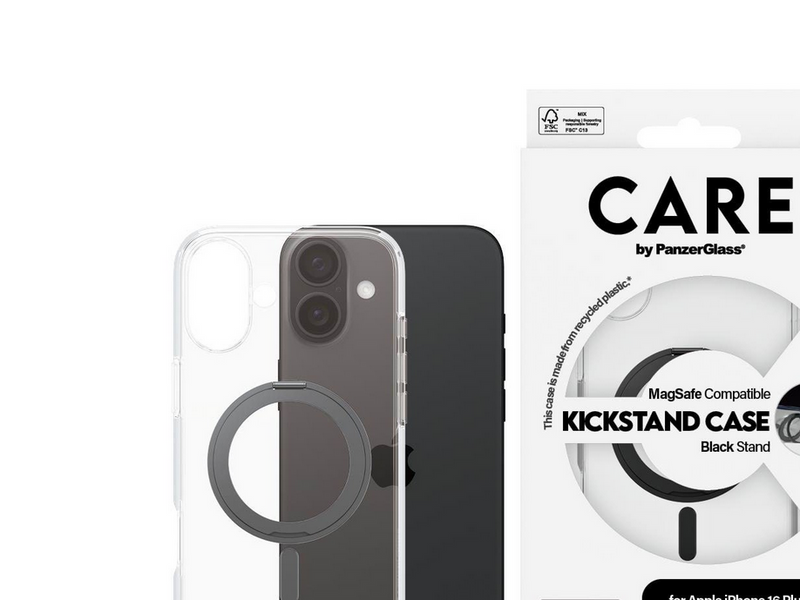 CARE by PanzerGlass Case Feature Black Kickstand & MagSafe iPhone 16 Plus