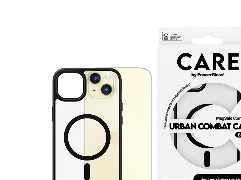 CARE by PanzerGlass Flagship Case Transparent Urban Combat w. Black MagSafe iPhone 15 Plus