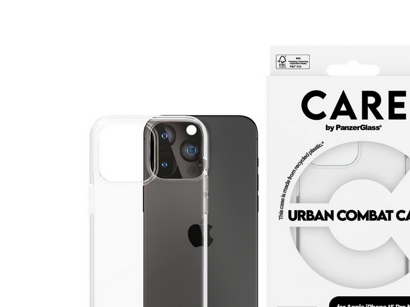 CARE by PanzerGlass Flagship Case Transparent Urban Combat w. Clear Frame iPhone 15 Pro Max