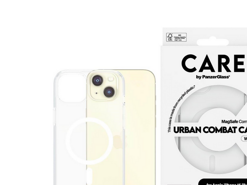 CARE by PanzerGlass Flagship Case Transparent Urban Combat w. White MagSafe iPhone 15 Plus