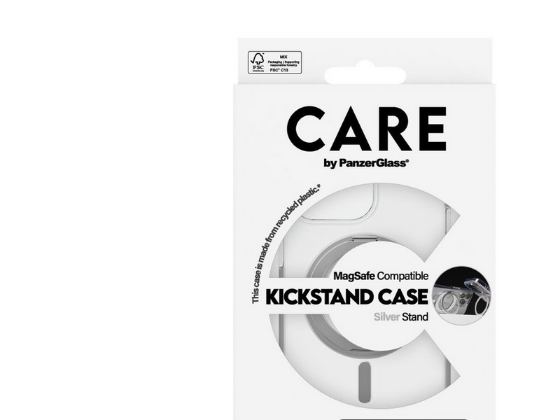 CARE by PanzerGlass Feature Case Transparent w. Silver Kickstand & MagSafe iPhone 15 Plus