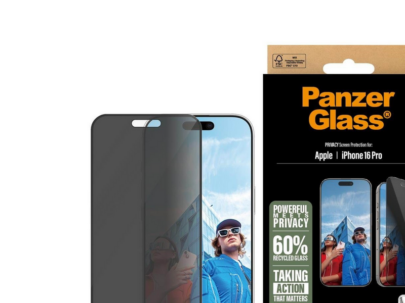 PanzerGlass Privacy Screen Protector iPhone 16 Pro | Ultra-Wide Fit