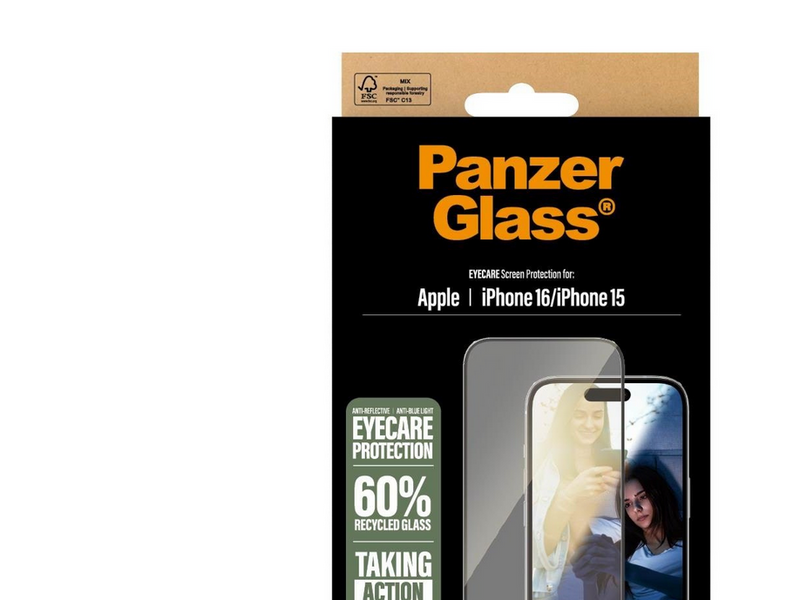 PanzerGlass EyeCare Screen Protector iPhone 16 | Ultra-Wide Fit