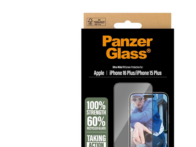 PanzerGlass Screen Protector iPhone 16 Plus | Ultra-Wide Fit