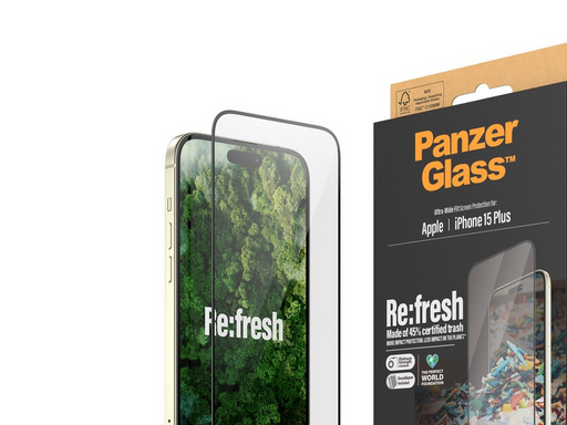 PanzerGlass Re:fresh Screen Protector iPhone 15 Plus | Ultra-Wide Fit w. EasyAligner