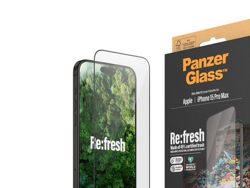 PanzerGlass Re:fresh Screen Protector iPhone 15 Pro Max | Ultra-Wide Fit w. EasyAligner