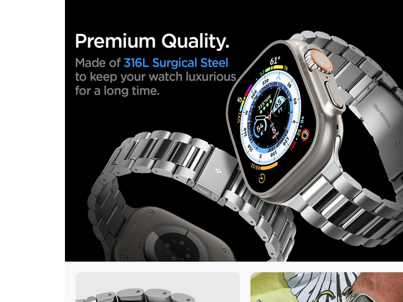 Spigen Modern Fit 316L Band - silver - Apple Watch 49mm/46mm/45mm/44mm