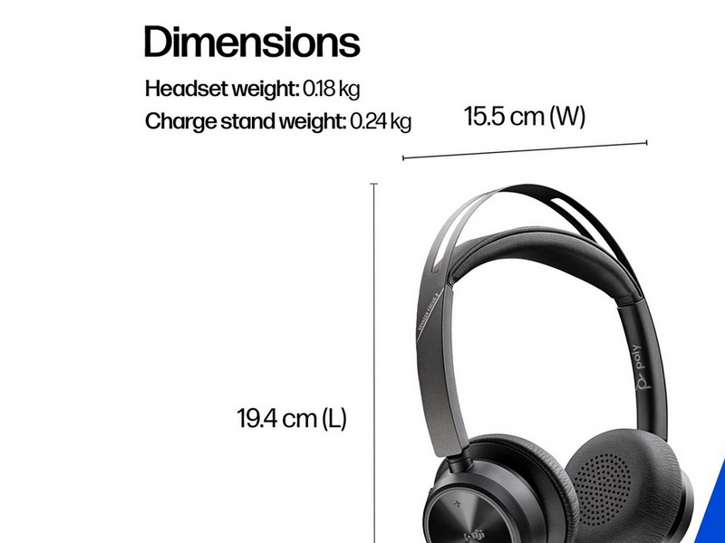 HP Poly Voyager Focus 2 Microsoft Teams Certified USB-C-C Headset +USB-C/A Adapter