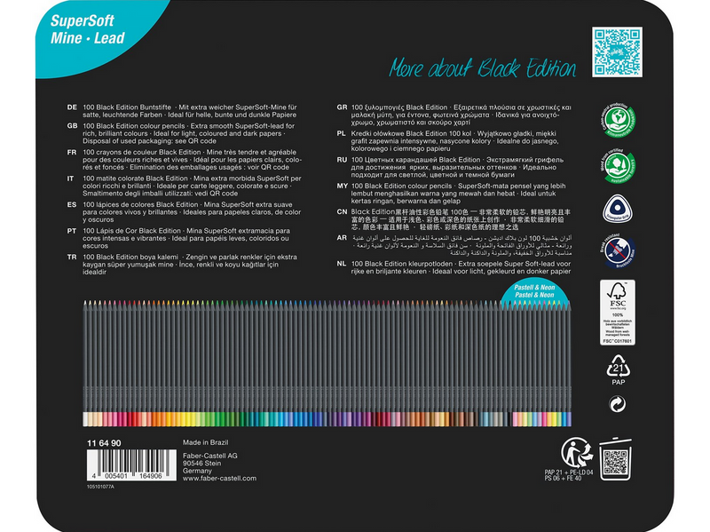 Faber-Castell Buntstifte Black Edition 100er Metallet.