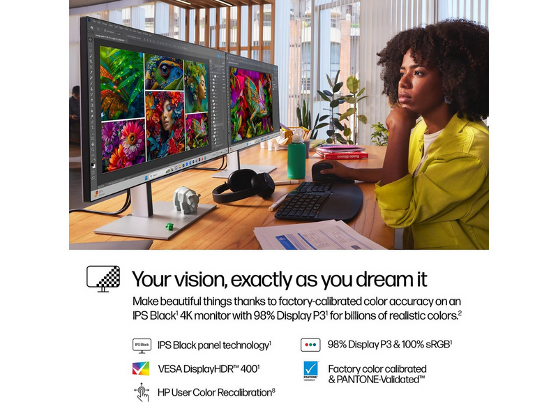 27" HP 727pk Series 7 Pro - 3840x2160 (4K) - 60Hz - IPS Black - 100W USB-C - KVM switch