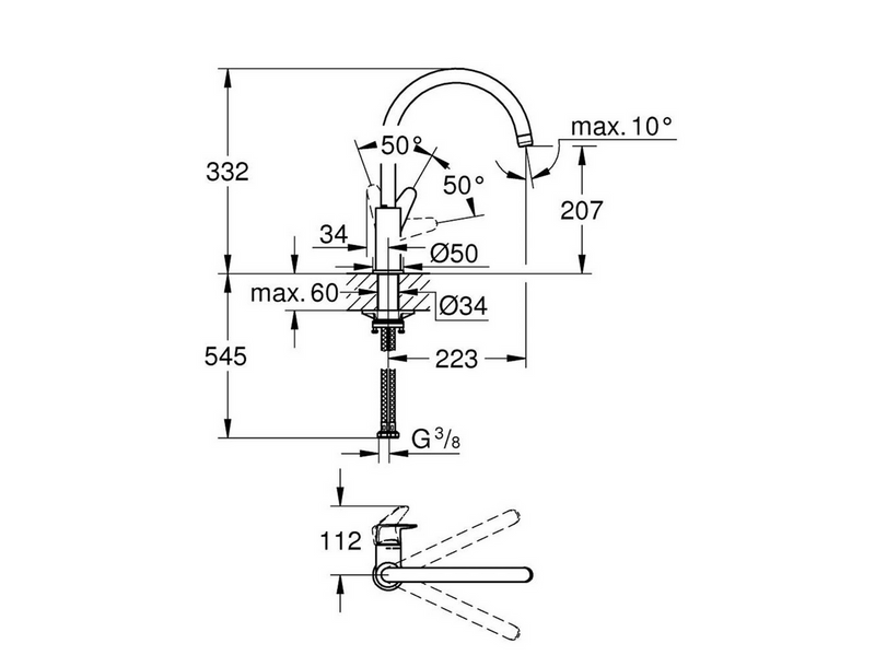 Grohe Start Curve Kitchen faucet C-spout Chrome