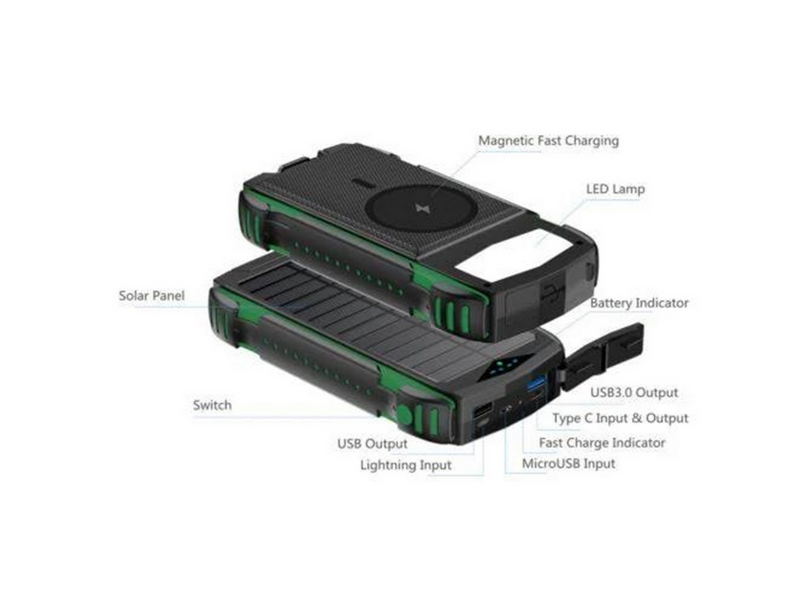 4smarts TitanPack Solar Power Bank - Green - 20000 mAh