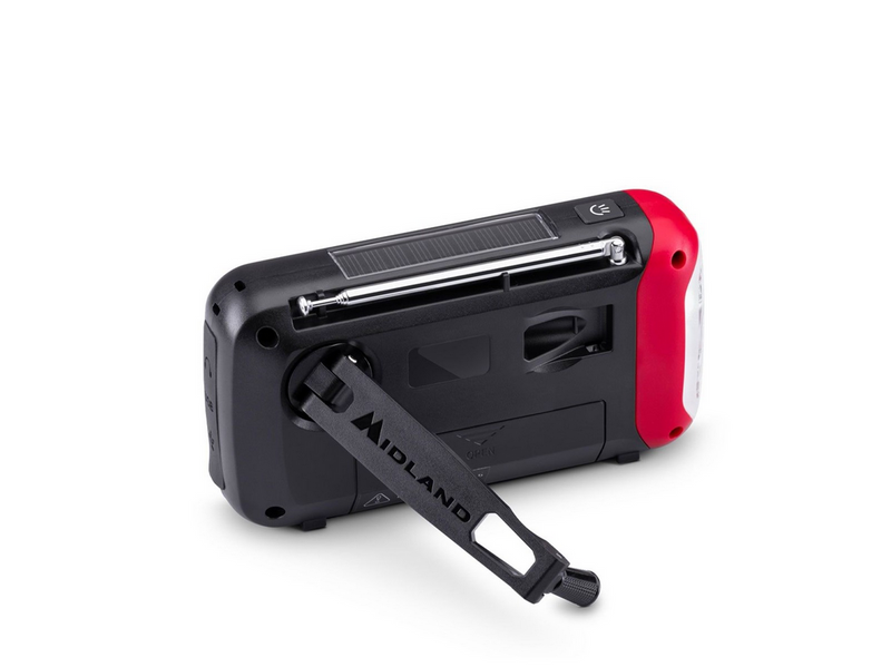 MIDLAND ER250 BT Emergency Bluetooth Radio - Solar - Dynamo - 130 Lumens Flashlight - 2600mAh Powerbank - AM/FM - Mono - Rot