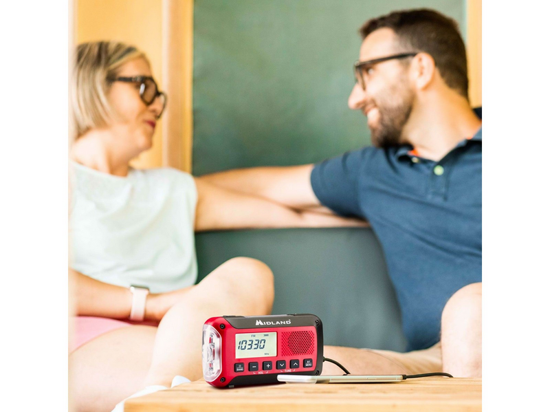 MIDLAND ER250 BT Emergency Bluetooth Radio - Solar - Dynamo - 130 Lumens Flashlight - 2600mAh Powerbank - AM/FM - Mono - Rot