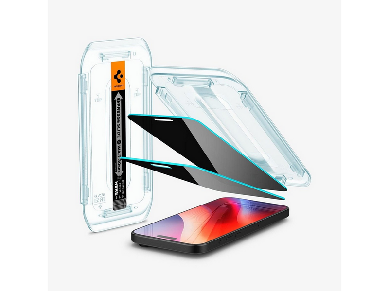 Spigen Glass tR EZ Fit (Privacy) 2 Pack - transparency - iPhone 17/16 Pro / 17