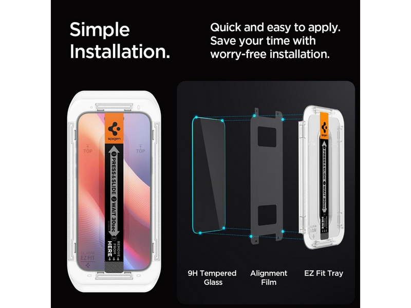 Spigen Glass tR EZ Fit (Privacy) 2 Pack - transparency - iPhone 17/16 Pro / 17