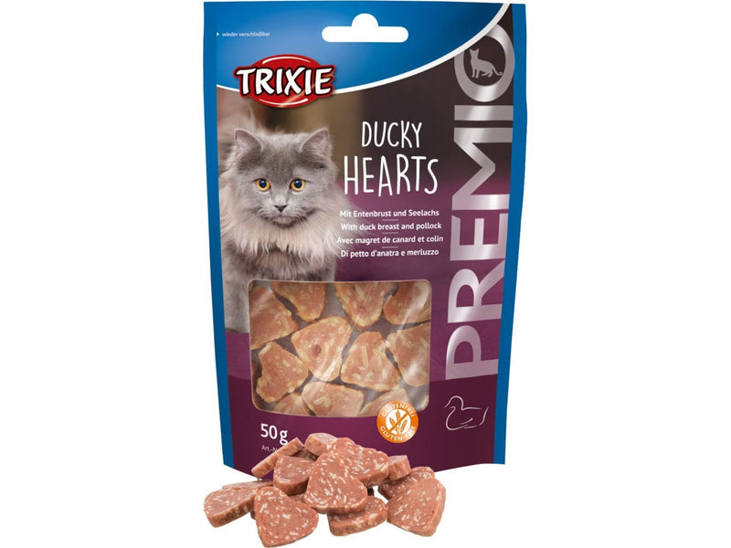 Trixie PREMIO Katzensnack Herzen mit Entenbrust & Seelachs 50g