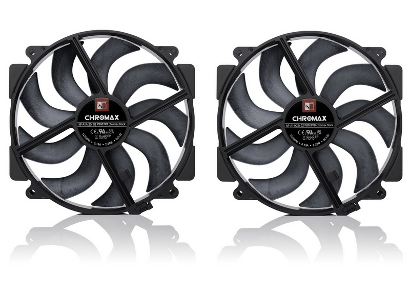 Noctua NF-A14x25r G2 PWM Sx2-PP chromax.black - Gehäuselüfter - 120mm - Schwarz