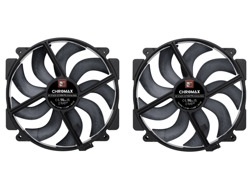 Noctua NF-A14x25r G2 PWM Sx2-PP chromax.black - Gehäuselüfter - 120mm - Schwarz