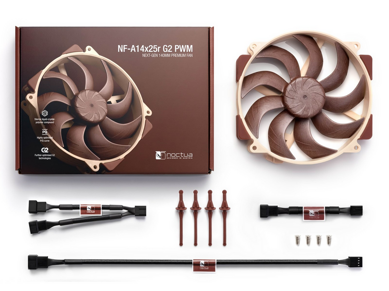 Noctua NF-A14x25r G2 - Gehäuselüfter - 140mm - Braun - 24 dBA