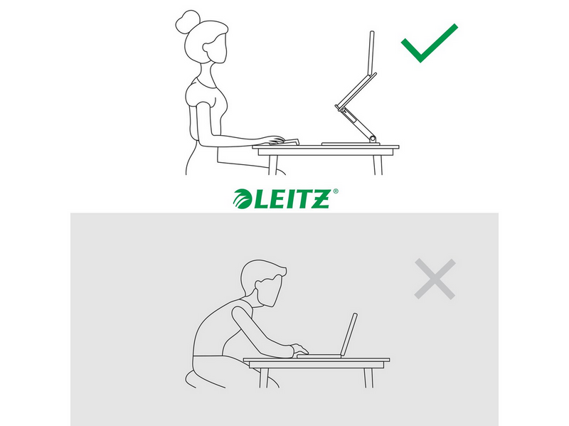 Leitz Ergo Verstellbarer Multi-Winkel Laptopständer, 80% recycelter Kunststoff, dunkelgrau