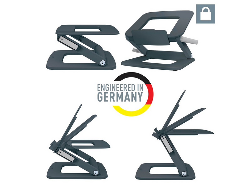 Leitz Ergo Verstellbarer Multi-Winkel Laptopständer, 80% recycelter Kunststoff, dunkelgrau