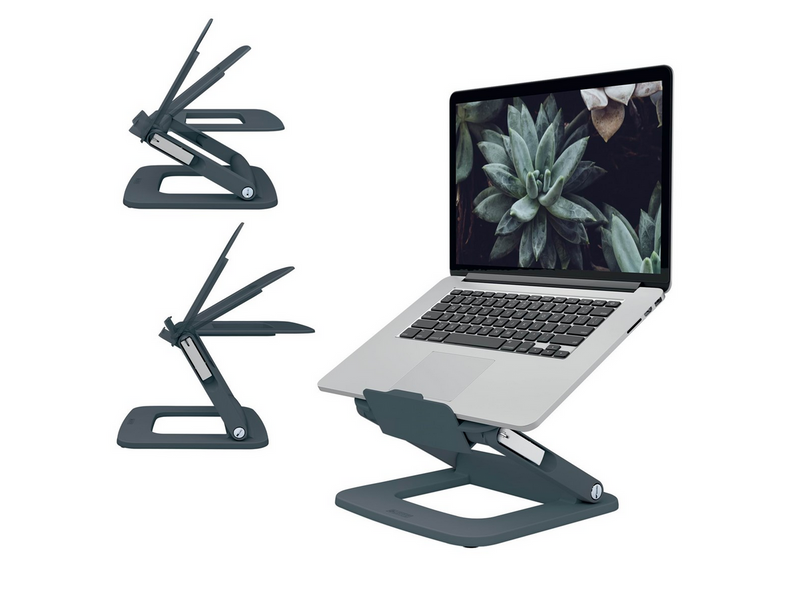 Leitz Ergo Verstellbarer Multi-Winkel Laptopständer, 80% recycelter Kunststoff, dunkelgrau