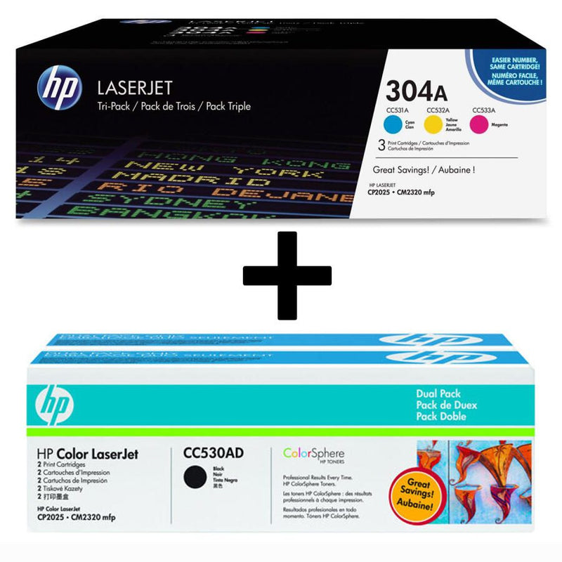 HP Original 304A Toner 5er Set - schwarz (2), cyan, magenta, gelb