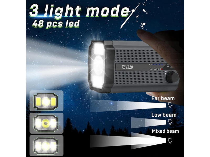 Lippa Emergency Radio - Solar - Dynamo - 5000 mAh Power Bank - AM/FM - Mono - schwarz