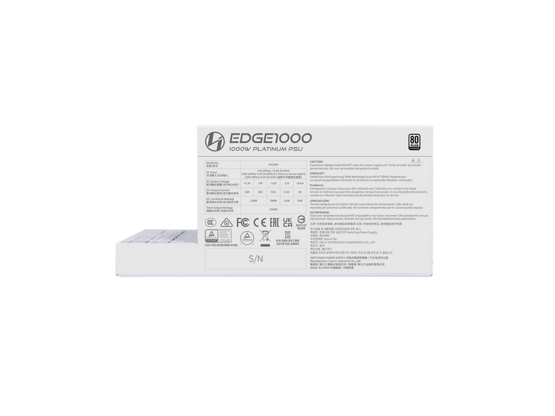 Lian Li EDGE 1000 White Netzteile - 1000 Watt - 120 mm - ATX 3.1 - 80 Plus Platinium