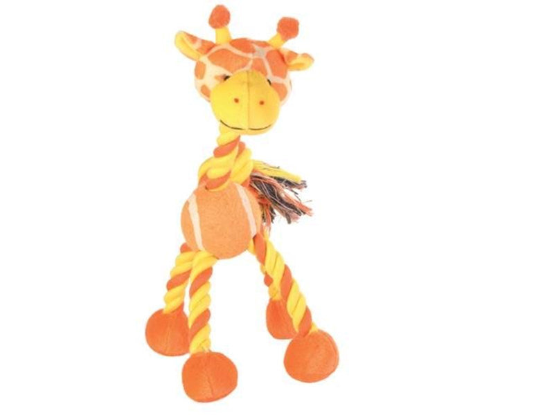 Trixie Animal with rope & tennis ball plush 28 cm blackd