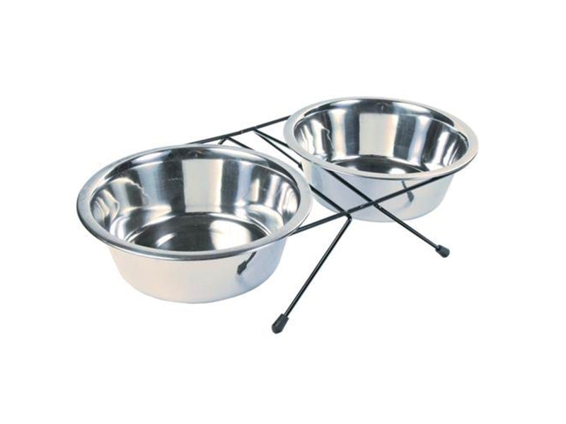 Trixie Bowl set stainless steel/metal 2 × 1.8 l/ø 21 cm/44 × 9 × 23 cm
