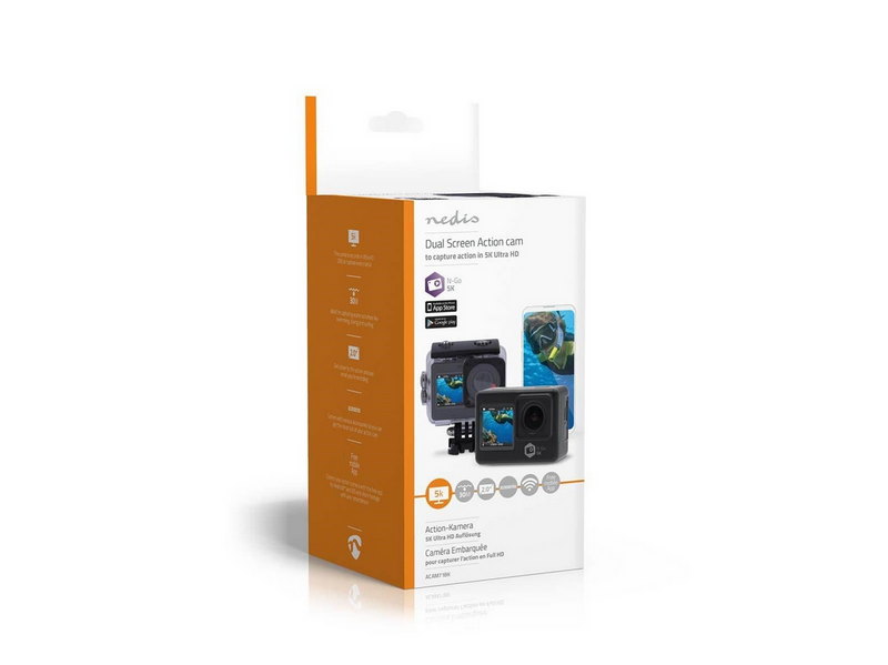 Nedis Action Cam | Dual Screen | 5K@30fps | 16 MPixel