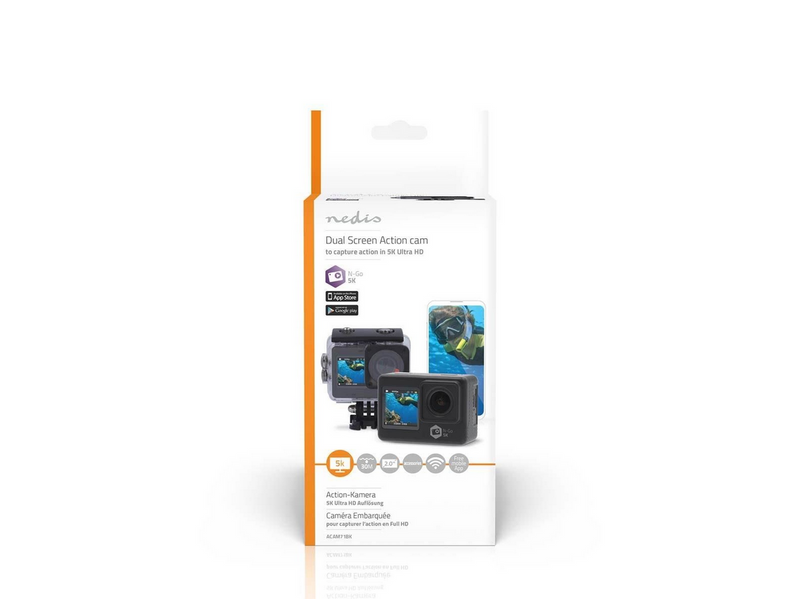 Nedis Action Cam | Dual Screen | 5K@30fps | 16 MPixel