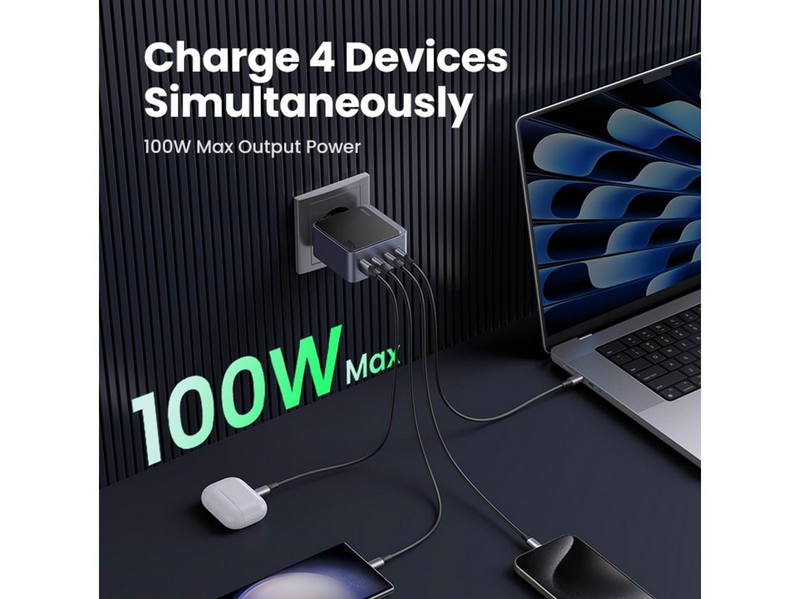 UGREEN Nexode S 100W 4-Port GaN PD Fast Charger (USB-A + 3x USB-C)