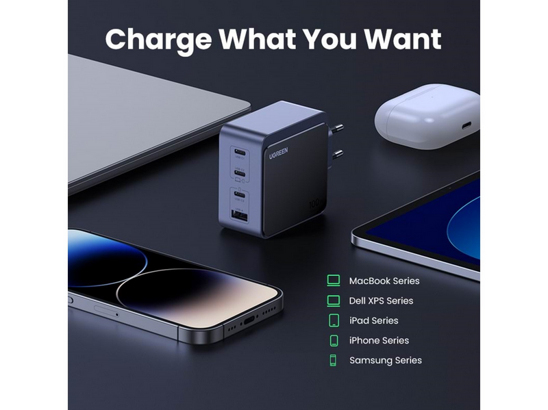 UGREEN Nexode S 100W 4-Port GaN PD Fast Charger (USB-A + 3x USB-C)
