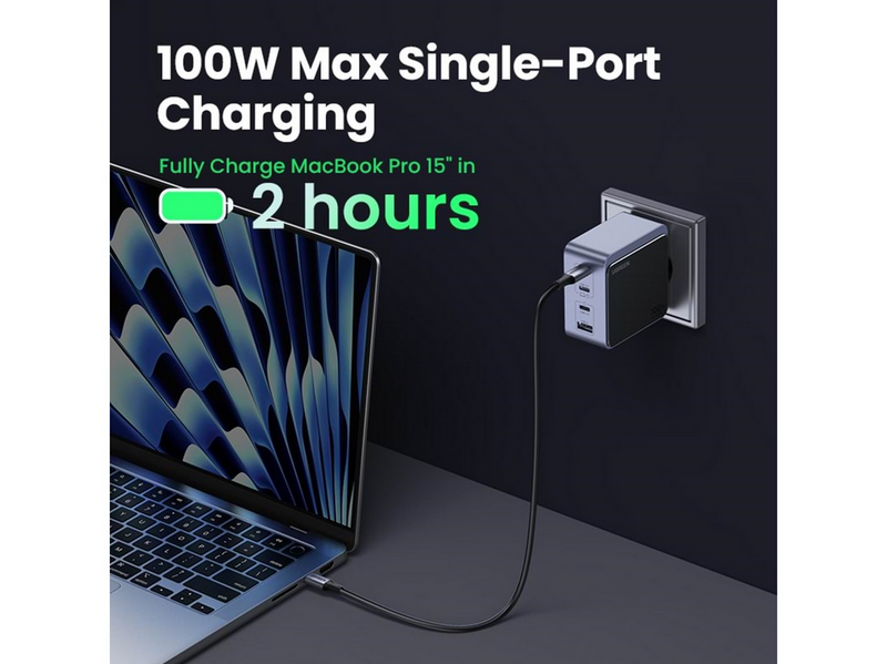 UGREEN Nexode S 100W 4-Port GaN PD Fast Charger (USB-A + 3x USB-C)