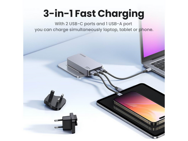 UGREEN Nexode Pro 65W 3-Port GaN Ultra-Slim Fast Travel Charger