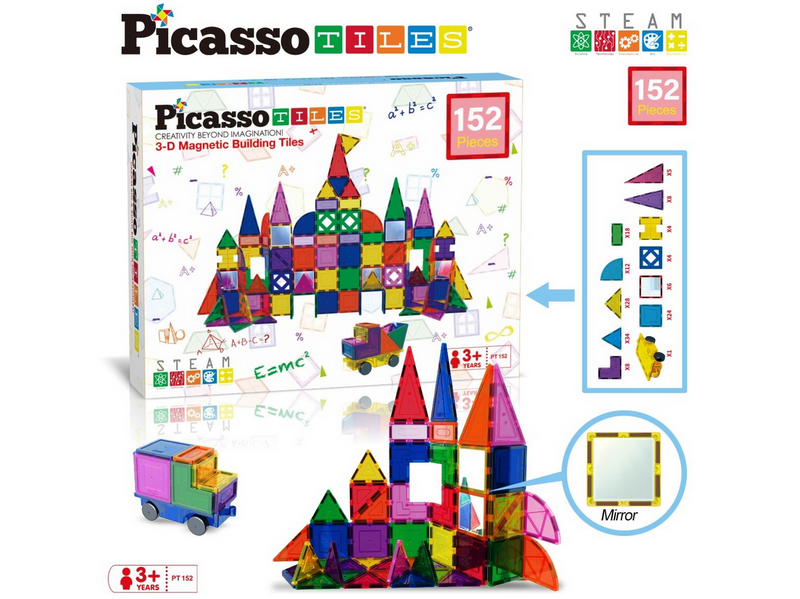 PicassoTiles 152-teiliges Magnetische Bausteine Set