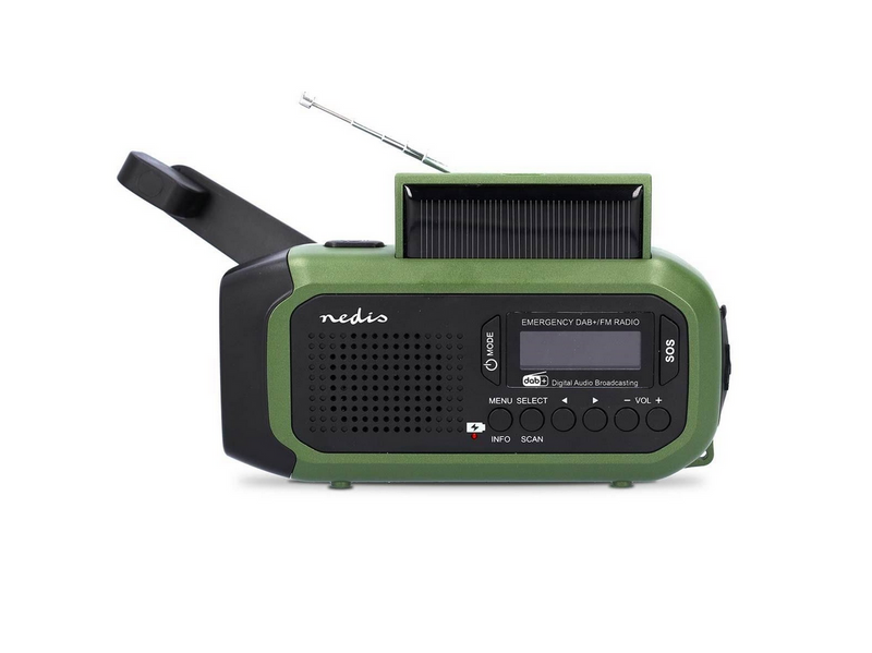 Nedis Emergency Radio - DAB+/FM - Dynamo - Solar- 2500 mAh Powerbank - DAB+/FM - Mono