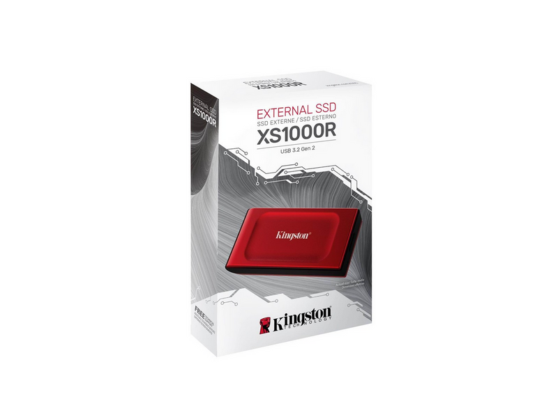 Kingston XS1000 Portable SSD - 1TB - Extern SSD - Rot - USB 3.2 Gen 2