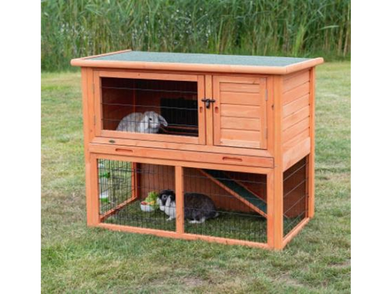 Trixie natura small animal hutch with outdoor run 116 × 97 × 63 cm brown