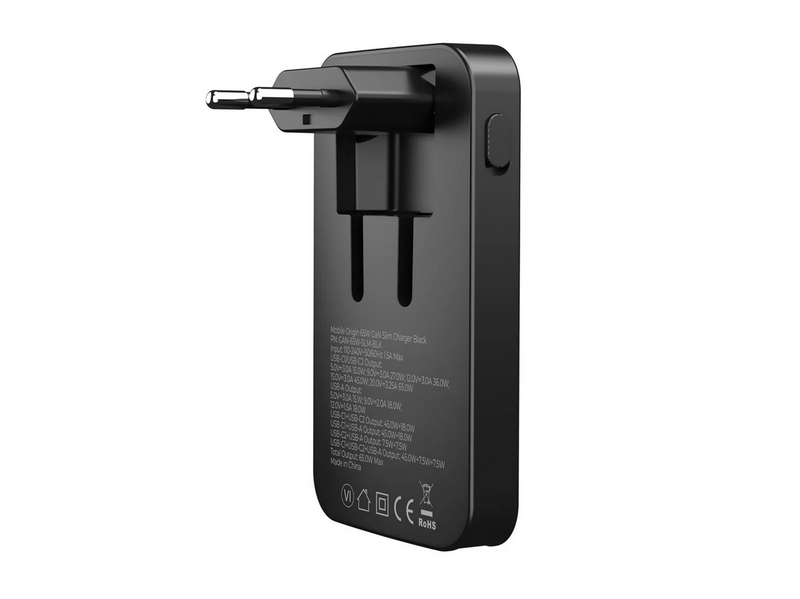 Mobile Origin 65W GaN III Slim Charger dual USB-C - Single USB-A black
